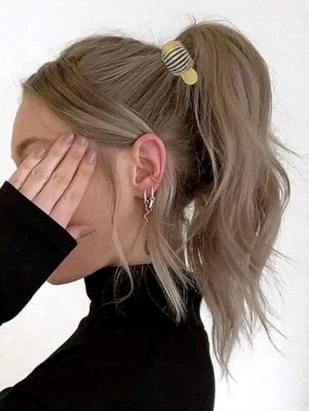 Rhinestone Spiral Hair Claw Clip - Black, Gold Or Silver
